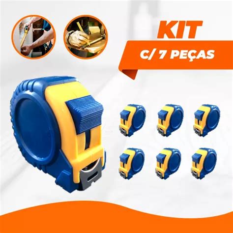 Kit 7 Trena 5 Metros Manual Emborrachada C Trava Fita 25mm