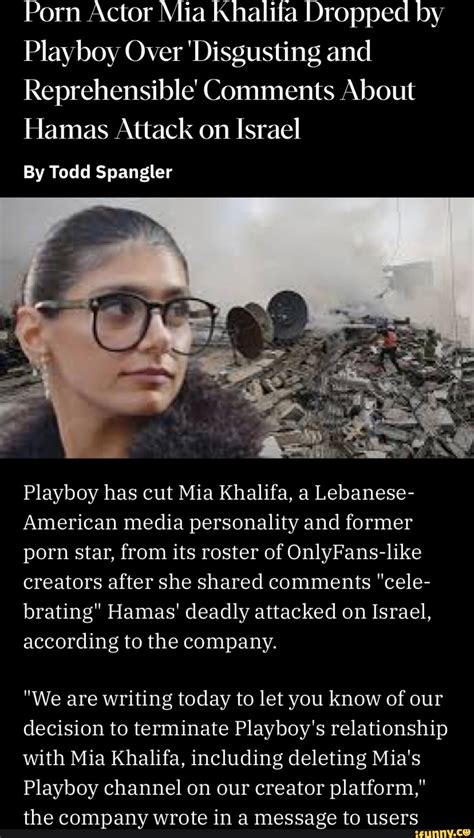 Porn Actor Mia Khalifa Dropped By Playboy Over Disgusting And Reprehensible Comments About