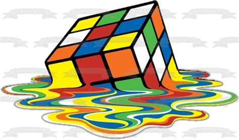 Rubik Cube Melting Puzzle Edible Cake Topper Image ABPID51181 Rubiks