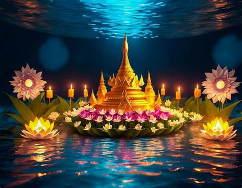 Premium Ai Image Colorful Loy Krathong Festival In Thailand