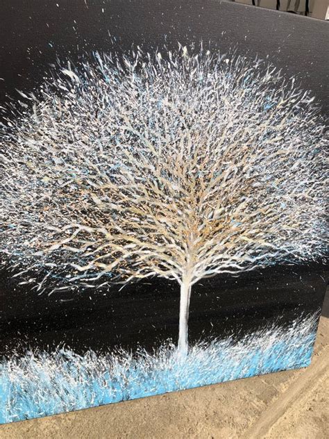 Frozen tree, large abstract tree painting on canvas Acrylic painting by ...