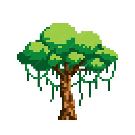 Premium Vector Tropical Pixel Tree With Tropical Vines Pixel Art