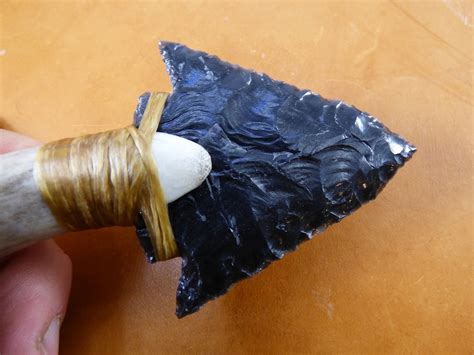 Obsidian Knife With Deer Antler Handle Deer Antler Etsy