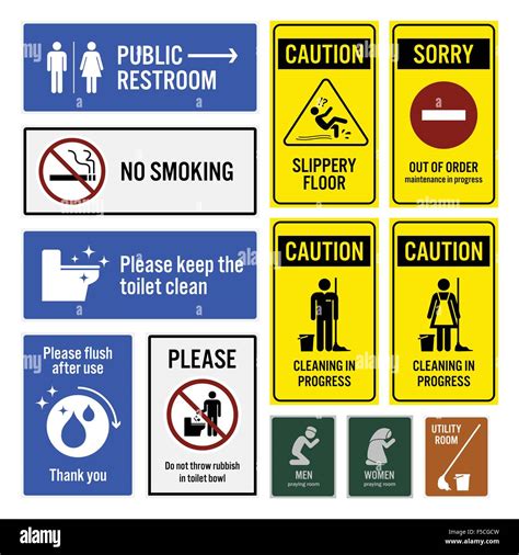 Toilet Notice And Restroom Warning Sign Signboards Stock Vector Art And Illustration Vector Image