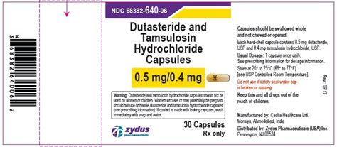 Dutasteride And Tamsulosin Capsules FDA Prescribing Information Side