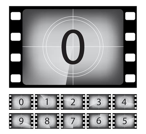 Free Vector Old Movie Countdown Frame Illustrations Set Retro Vintage