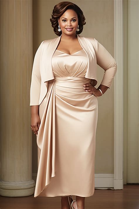 Xpluswear Design Plus Size Mother Of The Bride Elegant Champagne 3 4