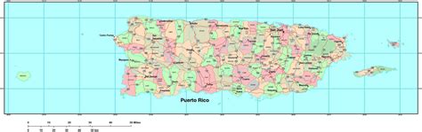 Digital Puerto Rico map in Adobe Illustrator vector format