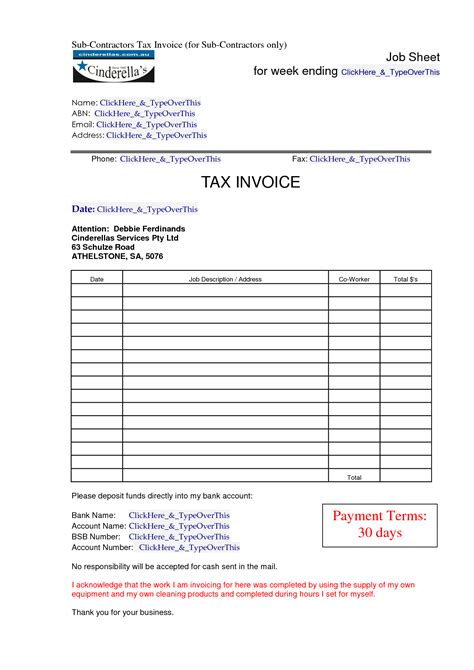 Invoice Template Australia Abn Invoice Example