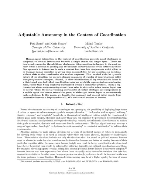 Adjustable Autonomy In The Context Of Coordination