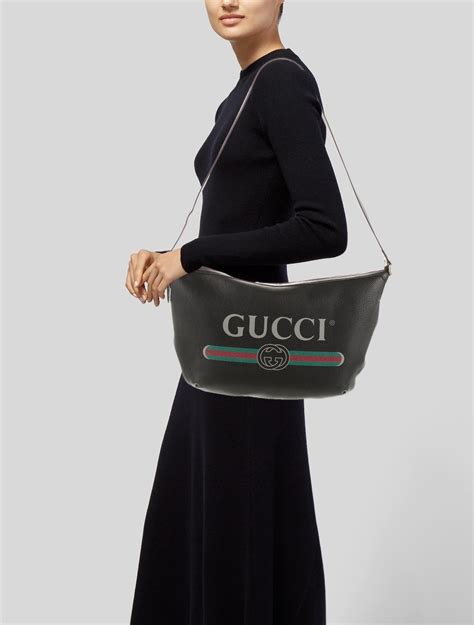 Gucci Logo Half Moon Hobo Black Hobos Handbags GUC1253007 The