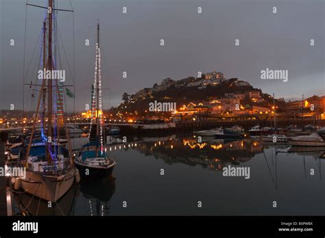 Torquay harbour at night Stock Photo - Alamy