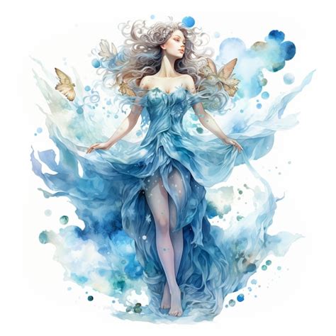 Premium Ai Image Arafed Image Of A Woman In A Blue Dress With