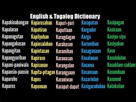 Common Filipino Words Start With Letter K Tagalog And Off