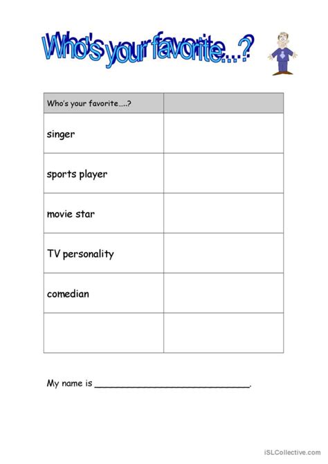 Who's your favorite?: English ESL worksheets pdf & doc