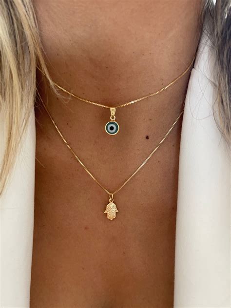 Evil Eye Necklace Gold Hamsa Necklace Evil Eye Ring Evil Eye Jewelry