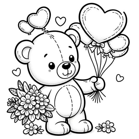 Printable Love Bear Coloring Pages Set Of Teddy Bear Designs Etsy