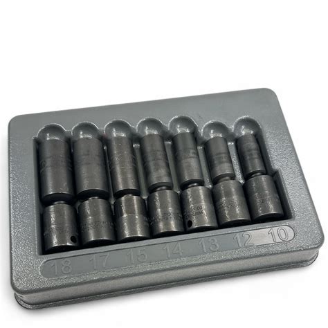 Snap On 7 Pc 38 Drive 6 Point Metric Flank Drive® Deep Impact Swivel Socket Set 10 12 15 17