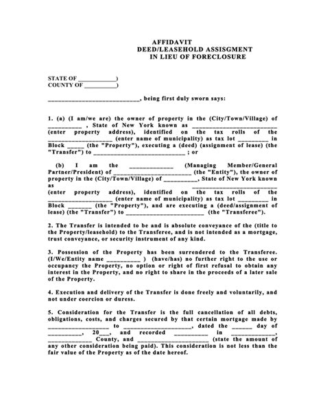 Deed In Lieu Of Foreclosure Template