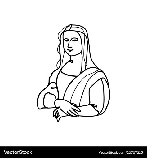 Mona lisa line art Royalty Free Vector Image - VectorStock