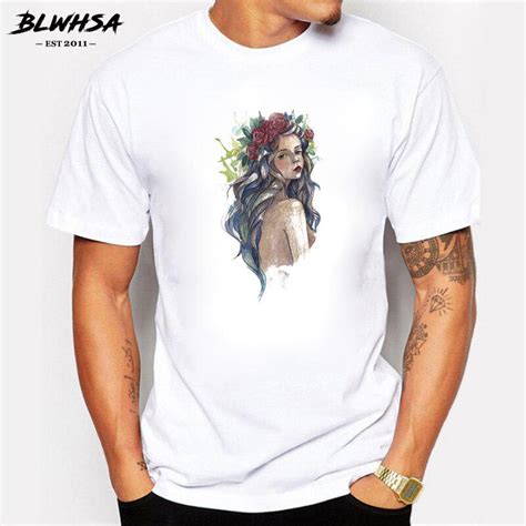 Buy Blwhsa Brand Clothing Naked Girl With Flower Print T Shirts O Neck