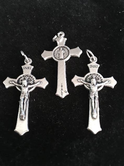 Lot Of Oxidized Silver Tone Saint Benedict Double Sided Etsy