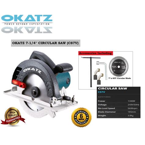 Okatz Cs V Circular Saw Wood Cutter Circular Saw W Gergaji Papan