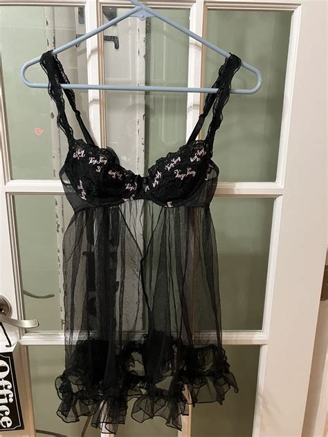 Victorias Secret Intimates Very Sexy Black Tulle Nig… Gem