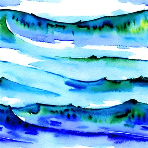 Blue Wave Watercolor Graphic · Creative Fabrica