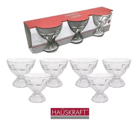 Set De 6 Vasos De Helado Colegial Ice Cream 250 Ml Taza Transparente