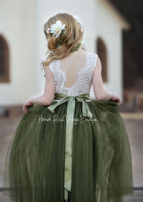 Olive Flower Girl Dress Flower Girl