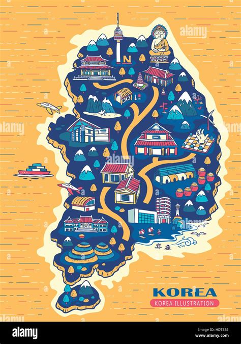 south korea river map stock vector images alamy