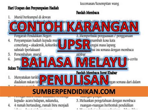 Contoh Karangan Bahasa Melayu Laporan Upsr Finoltenf Mores Pics