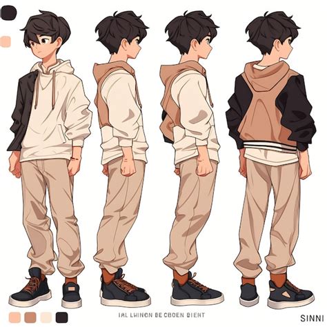 Premium Ai Image Trendy Anime Boy Character Turnaround Concept Art