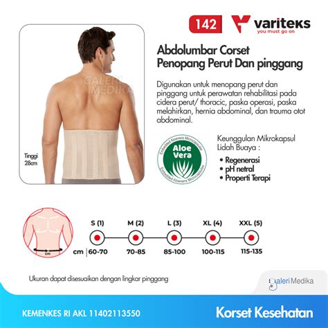 Variteks 142 Abdolumbar Corset Penopang Perut Dan Pinggang Galeri Medika