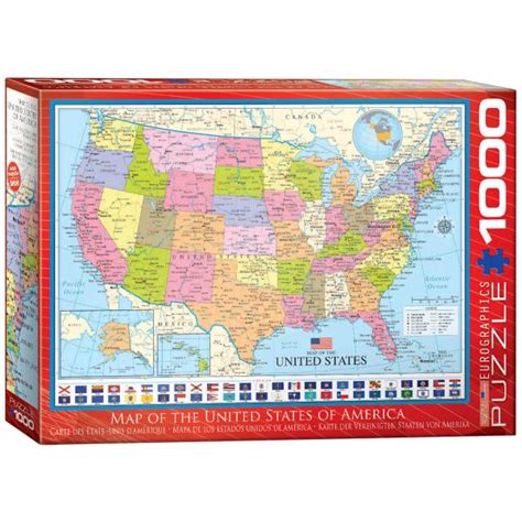 Puzzle Pi Ces Carte Des Etats Unis Jeux Et Jouets Eurographics