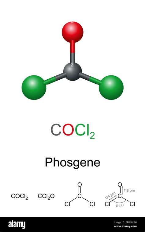 Phosgene Carbonyl Dichloride Molecule Model And Chemical Formula Stock Vector Image And Art Alamy