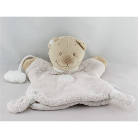 Doudou Plat Marionnette Ours Blanc Rose Nuage Nattou Ebay