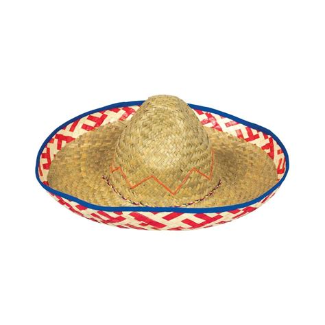 Sombrero Hat Straw Red Blue