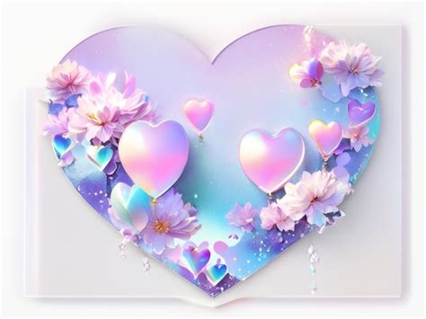 Premium Photo Vibrant Valentines Day Holographic Banner Card