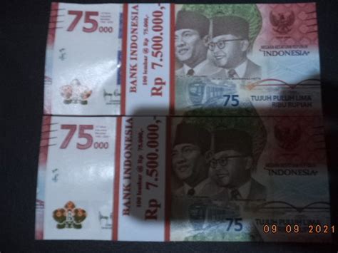 Jual Uang Kertas Tujuh Puluh Lima Ribu Rupiah Baru Untuk Mahar