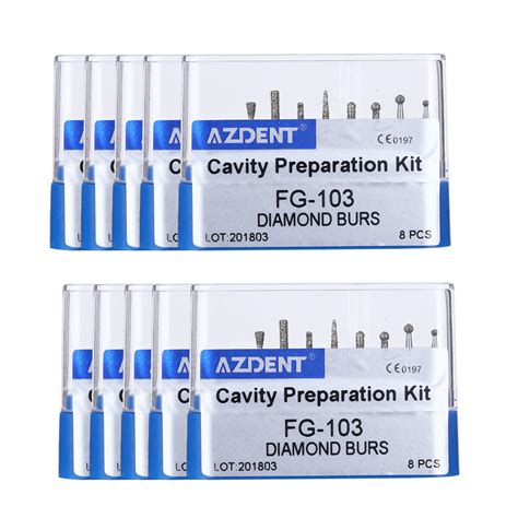 AZDENT Dental FG Diamond Burs Bur Set Trimming Fit High Speed Handpiece