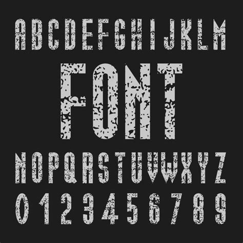 Chalk Font Design Tall Vector Alphabet And Number Vector Art