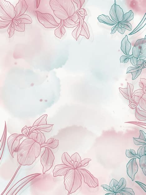 Fundo Aquarela Moldura De Flores Em Tons Past Is Foto Premium