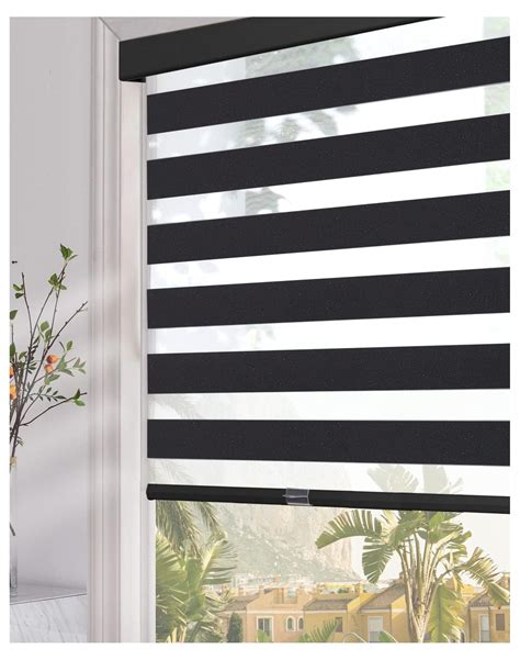 Jyuii Cordless Zebra Blinds For Windows 35 W X 64 H Black With Upgraded Cassette Stop