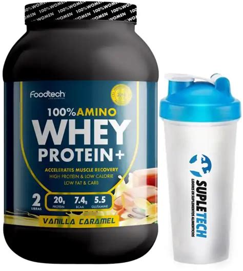 Foodtech 100 Amino Whey Protein 2 Lb Foodtech Vainilla Shaker W