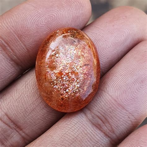 Natural Sunstone Cabochon Smooth Oval Shape Gemstone Fire Stone