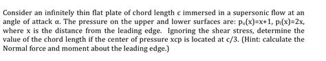 Solved Consider An Infinitely Thin Flat Plate Of Chord Chegg