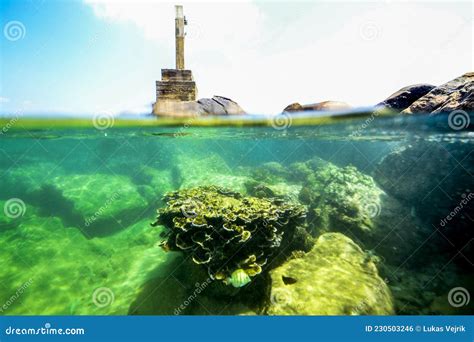 Rochas Submarinas Na Costa Do Oceano Ndio Em Sri Lanka Foto De Stock