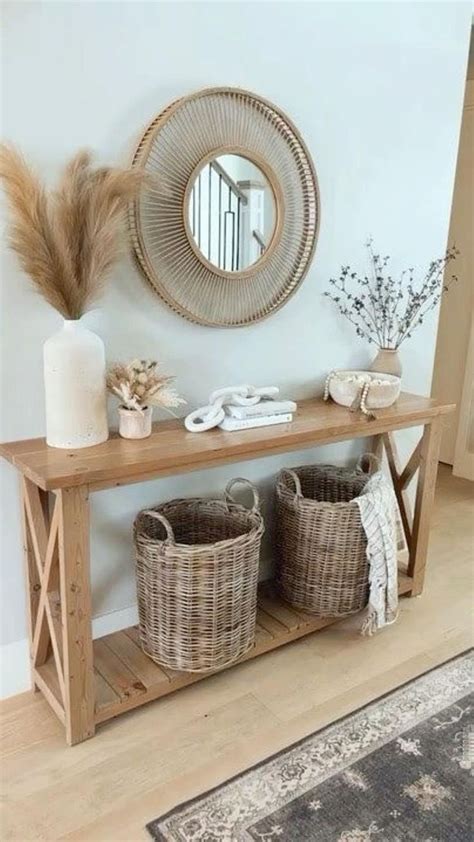 Entrance Decor with Wooden Table and Baskets